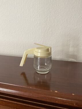 Vintage small Gemco glass syrup dispenser cream lid
